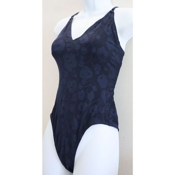 Robin Piccone 193213 Women's Sz 6 Navy Blue Floral One Piece Swimsuit - Picture 3 of 10